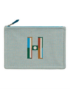 HERMES Хлопковый клатч унисекс бирюзовый и лаймовый, Teal & Lime Hermès