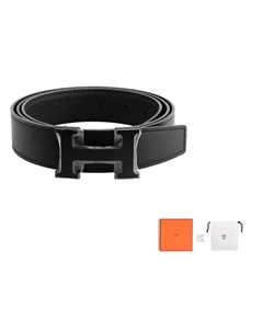 HERMES Мужской ремень из телячьей кожи черный, Black Hermès