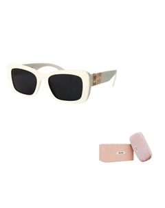 Ацетатные женские солнцезащитные очки кошачий глаз белого цвета, White Miu miu