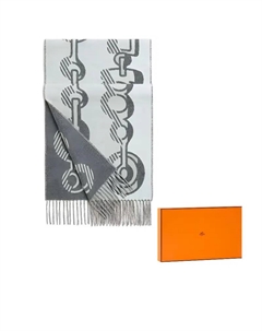 HERMES Вязаный шарф женский серый, Gray Hermès
