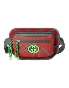 Нейлоновый поясной рюкзак мужской серый разноцветный Gucci