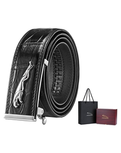 Кожаный ремень из натуральной кожи крокодила с пряжкой из нержавеющей стали, Inner Buckle, Premium Wooden Box Jaguar