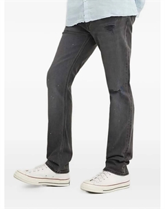 Джинсы с потертостями, забрызганными краской, серый Hugo