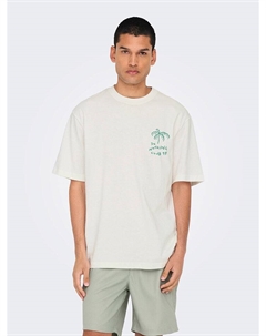 Футболка, белый/зеленый Only & sons