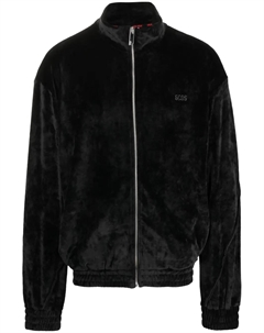 Бархатный бомбер с вышитым логотипом, черный Gcds
