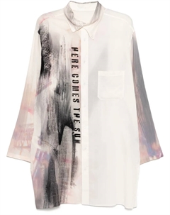 Рубашка с графичным принтом, нейтральный Yohji yamamoto