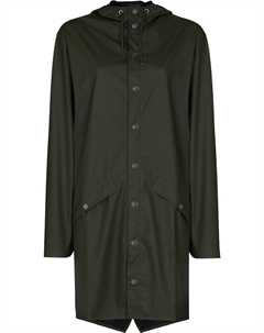 Плащ Longer с капюшоном и кулиской, зеленый Rains