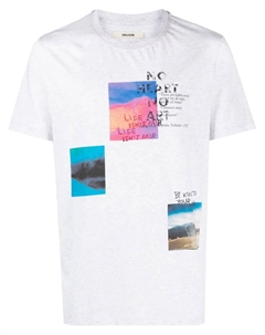 Меланжевая футболка с графичным принтом, серый Zadig&voltaire