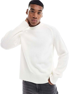 DESIGN — свободный вязаный свитер свободного кроя с ребристыми рукавами цвета экрю Asos