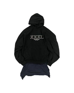 Худи XXXL Patched T-Shirt Hoodie Oversized 'Black', черный Balenciaga