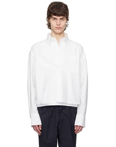 Хлопковая укороченная оверсайз рубашка, белый Ami paris