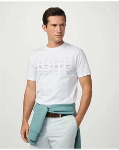 Мужская футболка с коротким рукавом и графическим принтом больших размеров, белый Hackett