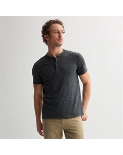 Мужская базовая полосатая футболка с коротким рукавом Henley, цвет black stripe Sonoma goods for life