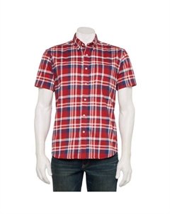 Мужская адаптивная рубашка с коротким рукавом идеальной длины, цвет pop plaid red Sonoma goods for life