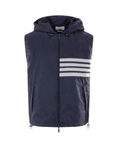 Полосатая стеганая худи с молнией, Dark Blue Thom browne