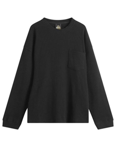 Футболка большого размера с длинным рукавом и вафельным карманом, черный Frizmworks