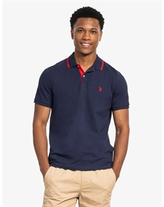 Футболка поло Slim Fit Stretch Solid Pique, темно-синий U.s. polo assn.