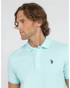 Футболка-поло U.S. Polo Assn Slim Fit Solid Pique, бирюзовый U.s. polo assn.