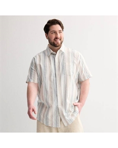 Свободная льняная рубашка с коротким рукавом для высоких и полных, цвет multi stripe Sonoma goods for life