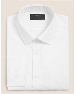 Приталенные рубашки с длинными рукавами, 3 предмета, белый Marks & spencer