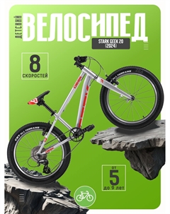 Детский велосипед Geek 20, год 2024, цвет Серый-Красный Stark