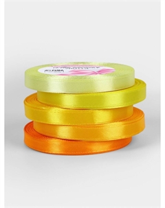 Атласная лента, набор 5 шт., 10 мм, 23±1 м, желтый, оранжевый Арт узор