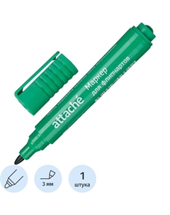 Маркер для бумаги для флипчартов зеленый (толщина линии 2-3 мм) круглый наконечник Attache