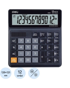 Калькулятор настольный EM01120 12-разрядный черный 139x131х30 мм Deli