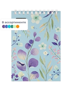 Блокнот Цветы А6 40 листов в клетку на спирали (102х146 мм) Attache