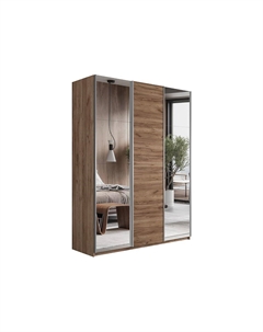 Шкаф-купе Прайм 3-х дверный (Зеркало, ЛДСП) Крафт Табачный 2100 Bravo