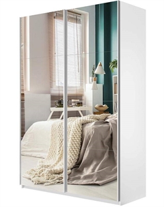 Шкаф-купе Прайм 2-х дверный (Зеркало) Белый снег 1600 Bravo