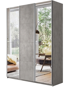 Шкаф-купе Прайм 3-х дверный (Зеркало, ЛДСП) Бетон 2100 Bravo