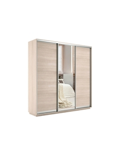 Шкаф-купе Экспресс Трио210 Дуб молочный с зеркальным фасадом 600 Bravo