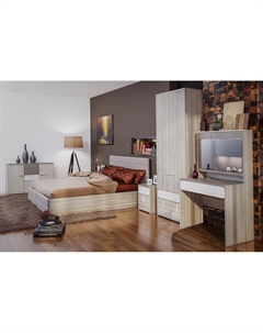 Спальня Элен -01 Ясень Шимо светлый/Белый глянец Bravo