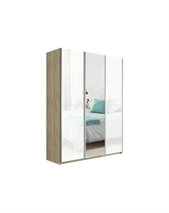 Шкаф-купе Прайм 3-х дверный (Стекло, Зеркало) Дуб сонома 1800 Bravo