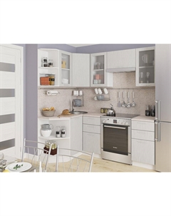 Угловая кухня Валерия-М-06 Серый металлик дождь светлый Bravo