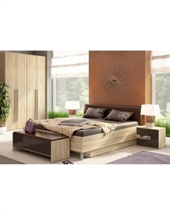 Спальня Ирма-2 Шоколад глянец/ Дуб сонома Bravo