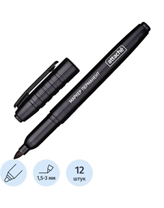 Маркер перманентный черный круглый наконечник (толщина линии 1.5-3 мм, 12 штук в упаковке) Attache