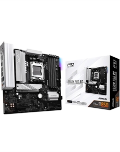 Материнская плата mATX B850M PRO RS (AM5, AMD B850, 4*DDR5, 4*SATA, 3*M.2, 4*USB 2.0, 3*USB 3.2, USB Type-C, 2*PCIe, HDMI, DP) Asrock