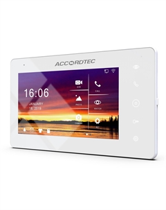 Видеодомофон AT-VD 710W WH 7", сенсорный экран, AHD 1080P/720P/CVBS, WI-FI, LAN, Мобильное приложение Tuya Smart для Android и IOS Accordtec