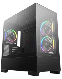 Корпус mATX CG380 3F черный, без БП, боковая панель из закалённого стекла, 2*USB 3.0, USB Type-C Deepcool