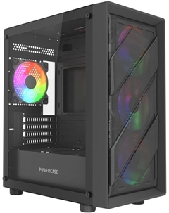 Корпус mATX Mistral Micro EM21 без БП, черный, боковая панель из закалённого стекла, USB 3.0, 2*USB 2.0 Powercase