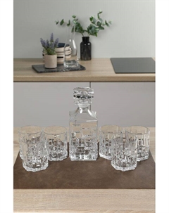 Набор хрустальный для виски из 7 стаканов и графина Etna Rcr