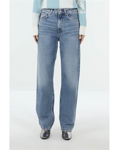 Джинсы с эффектом потертости прямого кроя Hugo