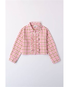 Рубашка хлопковая в клетку с рюшами Ido