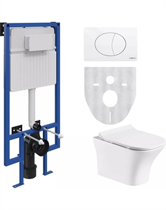 Комплект Унитаз подвесной Монтре MO-01up безободковый + Система инсталляции для унитазов 510162 + кнопка смыва Stworki