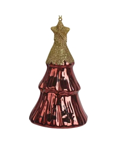 Подвеска Ель 13,2см стекло коричневый Maxijoy