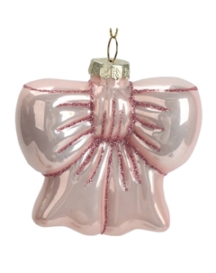 Подвеска Бант 7,5см стекло розовый Maxijoy