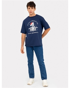 Футболка мужская синяя новогодняя с печатью Mark formelle