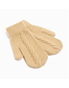 Варежки вязаные женские : hello, winter!, однослойные, размер 23 см, бежевые Minaku